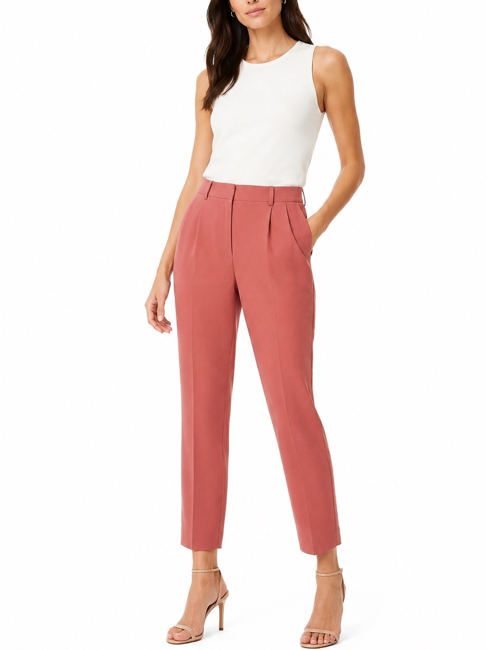 Theory Straconi Admiral Crepe Light Pants Deep Rose Size 12 Cropped Trouser
